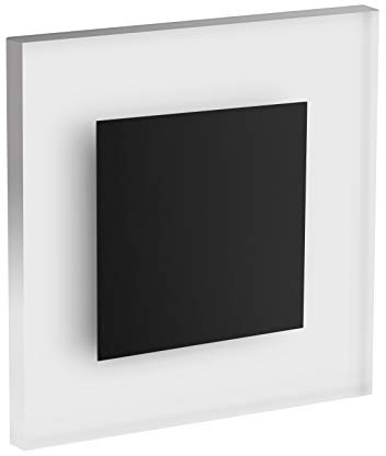 Conceptrun Premium LED Wandeinbauleuchte für Treppen, Möbel, Flur etc. Modell: WB1B warmweiß 12V DC Treppenlicht mit quadratischem Korpus aus Satinglas und schwarzer Frontblende (Black Edition)