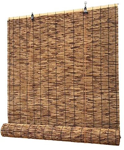 Karbonisiertes Bambusrollo Bambusvorhang,Schilf Vorhang,Sonnenschutz,Atmungsaktiv und Wasserdicht,für Teestube Hotel Küche Zuhause,mit Installationszubehör,Anpassbar (130x180cm/51x71in)