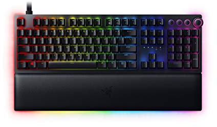 Razer Huntsman V2 Analog Gaming Keyboard: Adjustable Actuation via Analog Optical Switches - Rapid Trigger Mode - Chroma RGB Lighting - Magnetic Wrist Rest - Dedicated Media Keys & Dial - Black