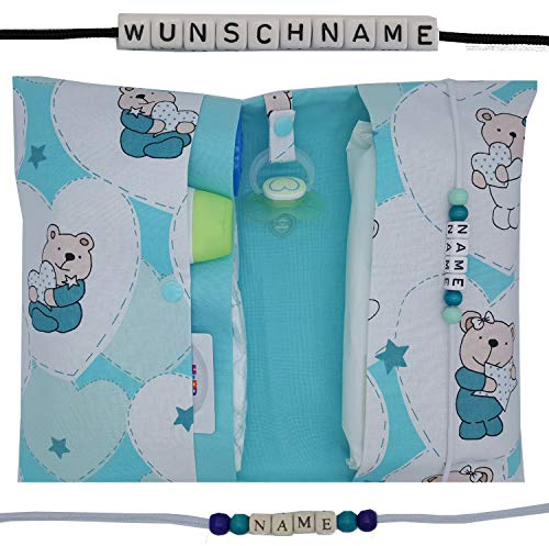 Große Windeltasche XXL mit Name personalisiert - Baby Bär im Strampler