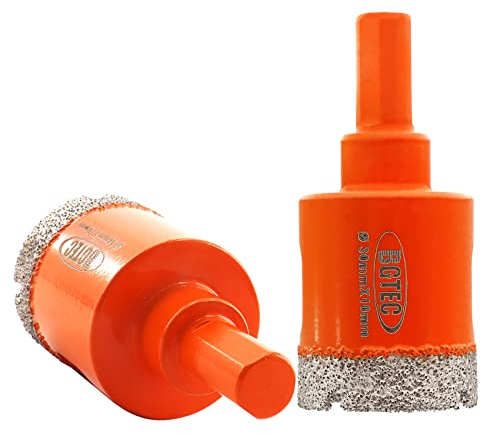 BGTEC Diamant Trockenbohrer Fliesenbohrer 30mm - 2 Stück Diamant Bohrkrone für Keramik, Porzellan,Granit,Fliesen, Feinsteinzeug, Mauerwerk, Marmor.