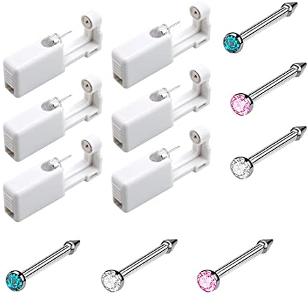6 pistolas desechables para perforar orejas práctica pistola perforadora de orejas sin dolor con aretes adecuado para niñas mujeres y hombres
