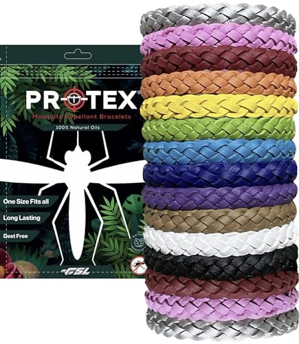 18 Pack, Insect Repellent Bracelet, Adjustable Leather Deet-Free Wrist Bands, Effective Protection, Insect Mosquito Repeller Bands for Adults & Kids, Resealable Pack.