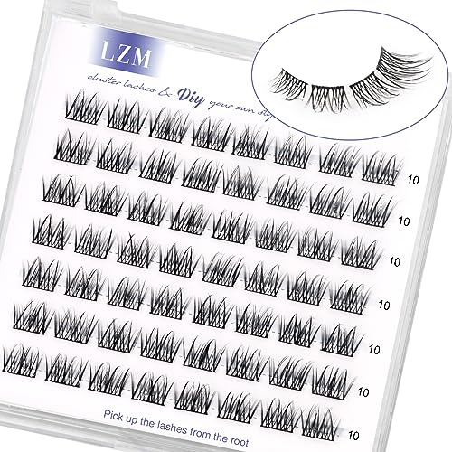 LZM Lash Cluster Wimpern Extensions C Curl Wimpern Einzeln (WL08-10mm) | 10mm Natürliche Wimpern Leichte und weiche cluster lashes, Dünnes Band fake lashes, wiederverwendbar künstliche wimpern