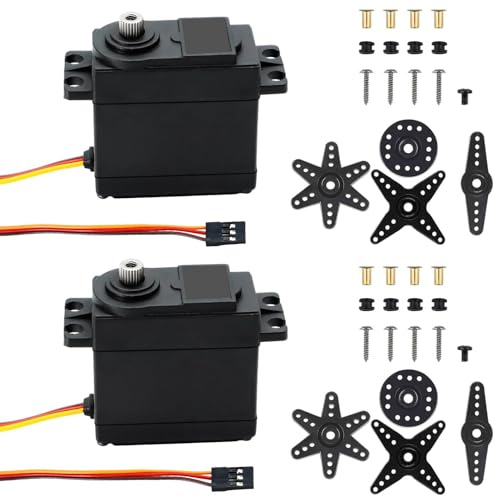 PNGOS RC Servomotor Wasserdicht Metall Kupfer Getriebe für Arduino 1/8 1/10 1/12 15kg 180° 5V Standart Servo Micro Modellbau Verwendet für Roboter,Roboterarme,Kletterautos,RC-Boote,RC-Flugzeuge usw