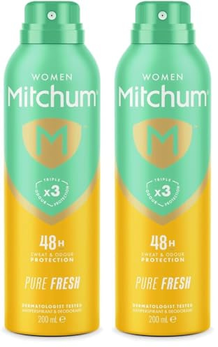 Mitchum Women Triple Odor Defense 48HR Protection Aerosol Deodorant & Anti-Perspirant, Pure Fresh, 200 ml (Pack of 2)