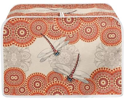 Xoenoiee Boho-Mandala Libellen-Druck, 2 Scheiben, Toaster-Abdeckung, Damen, Küchenzubehör, Küche, kleines Gerät, staubdichte Abdeckung, Brotbackmaschine, Toaster-Abdeckung, Größe S