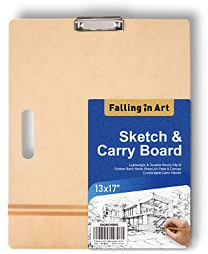 COOZEE 33x43cm Drawing Board für Künstler, Klemmbrett Holz mit robustem Clip und Gummibändern, Tragbarer Kunstklemme Schreibbrett für Klassenzimmer und Studio -Zeichnen