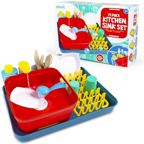 abeec Toy Sink Set, Interactive Kitchen Sink With Running Water | Kitchen Accessories | Role Play Toys for Kids | Educational Toy for Ages 3+