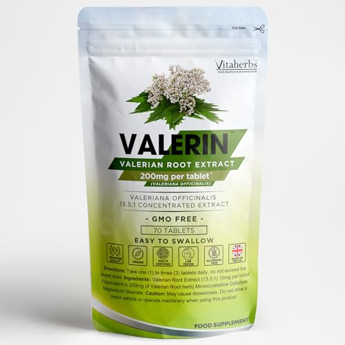 Valerin™ Valerian Root Tablets | Valerian Root Extract 200mg | Easy to Swallow Micro Tablets | 70 Vegan Tablets | Vitaherbs - Made in The UK