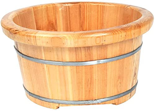 ASerZenith Bain de Pieds en Bois Massif avec Perles de Massage, Bol de Bain de Pieds Portable en Bois, Baril de Bain de Pieds pour Salle de Bain, Salon, pour Enfants âgés, Femmes Enceintes