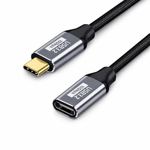 Boulton USB C Extension Cable 1m - 100W 4K@60Hz 3.2 USB-C Extension 1m - USB Type C Cable Extender Lead USBC Male to Female - USBC Type-C Extender Lead for Charging and upto 10Gbps Data Transfer