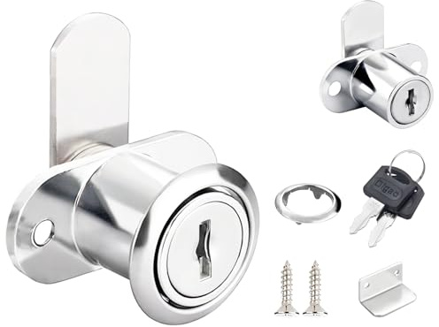 Qrity 1 Piezas Cerradura de Muebles, Cerradura de Seguridad para Gabinete con Llave, Cerradura para Buzón de Puerta Sencilla, Diámetro del Cilindro: 19MM