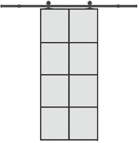 vidaXL Puerta corredera con set herrajes vidrio ESG aluminio 90x205 cm