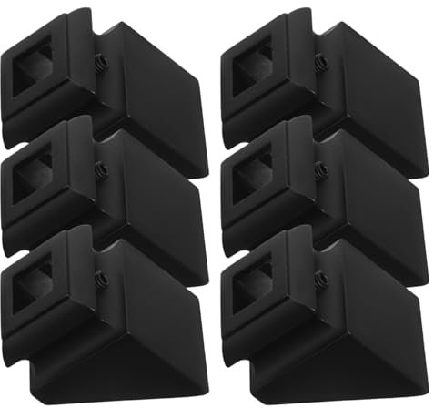 Angoily 6 Pcs Iron Square Baluster Shoes Slant Shoe for 1/2 Inch Staircase Balusters Deck Railing Fence Rod Base Easy Installation