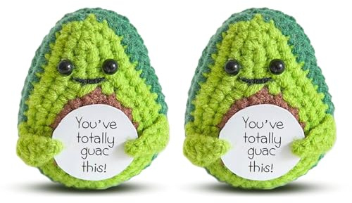 UILYNIU 2 Stück Lustige Positive Avocado, Positive Avocado Pocket Hug Geschenk, Avocado Kuscheltier, Mini Plüsch Figuren, Handgestrickte Avocadopuppe, Aufmunterung Geschenke für Kinder Frauen