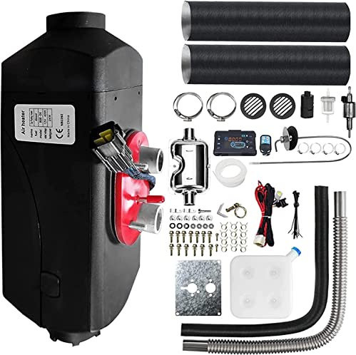 HALOYWB E-DA 2KW Air Diesel Heater Tank with LCD Remote Control Panel Diesel Oil Heater for Cars Lorries Caravans Bus Truck Motor Boat Trailer Black