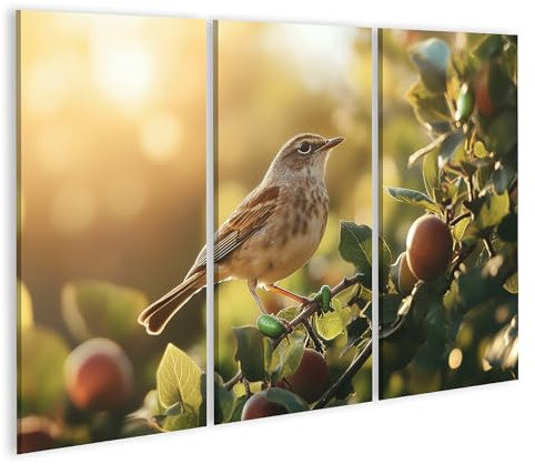islandburner Prime Bild auf Leinwand Vogel im Sonnenuntergang auf einem Apfelbaum Bilder Wandbilder Poster