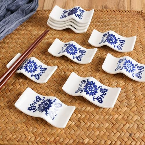 Serenitison 10 PCS Keramik Säbchen Halter,Chopsticks Shelves,StäBchen Kissen Geschirr,Kissen LöFfel Halter,für Zuhause Küche Esstisch Restaurant Dekoration,FüR EssstäBchen,Gabeln,Leicht zu reinigen