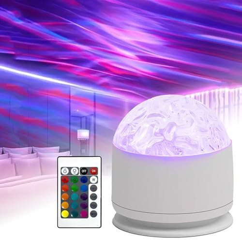 Okaywork Nordlicht lampe - Nordlicht projektor Polarlicht lampe Deckenprojektor, RGB 3D Lavalampe mit 16 Beleuchtung-Effekten, Mit Fernbedienung für Schlafzimmer, Kinderzimmer und Partydekorationen.