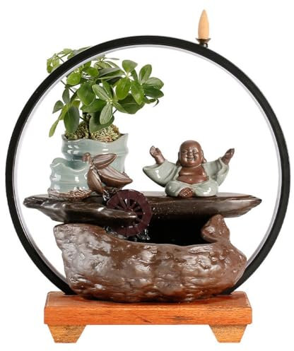 Decoraciones De La Casa Adornos de cerámica de Agua Corriente de Estilo Chino, Fuente de Escritorio for Sala de Estar, Porche, Fuente Decorativa de Agua circulante Fuente De Escritorio