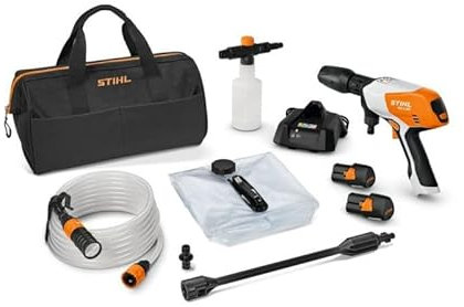 STIHL Akku-Druckreiniger RCA 20, mit 2X Akku AS 2 und Ladegerät AL 1 | Druckreiniger | Akku | Perfekt für Terassen & Einfahrten | Gartengerät