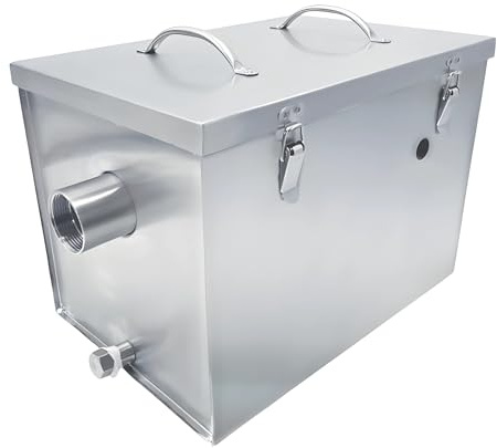 Séparateur de Graisse en Acier Inoxydable SS304 – Compact et Efficace – Facile à Installer – Idéal pour Cuisines Professionnelles et Restaurants (Avec vanne de vidange)