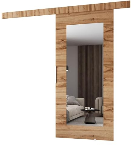 MINIO go for it - Schiebetür Komplettset CLEAN I, Schiebetüren, Wandmontage, Schiebetürsystem, Zimmertüren (Wotan Eiche, 76x205 cm)