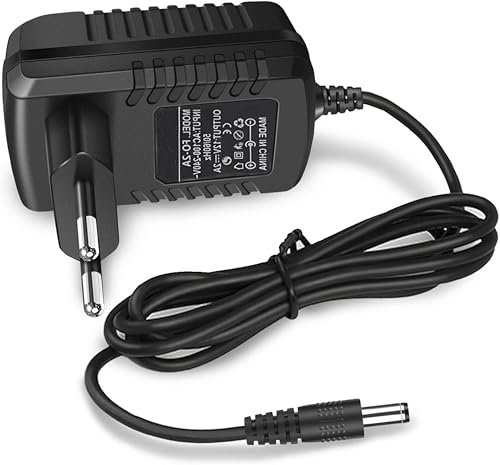 Alimentatore 12V 2A con Spina EU – Adattatore AC/DC 100-240V a DC 12V con Connettore 5.5x2.1mm | Trasformatore Universale per Telecamere, Strisce LED, Router, Monitor, Decoder
