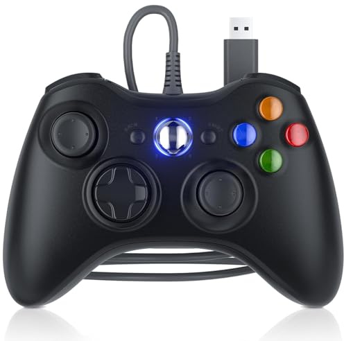 Dinosoo Replacement for Xbox 360 Controller Wired, Upgraded Joystick Compatible Steam Games Windows 11/10/8/7 USB Wired Gamepad Joystick