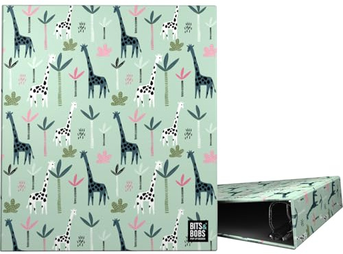 Grafoplas A4-ringpärm med Jungle Bits & Bobs, 4 blandade ringar 40 mm, perfekt skolmaterial för arkivering, styva lock kartong, mjuk plast, FSC-certifierad