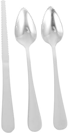 OUNONA Cuillère à Pamplemousse Et Couteau Acier Inoxydable Avec Lame Dentelée Manche Épais Pour Fruits Comme Pamplemousses Kiwis Et Pommes