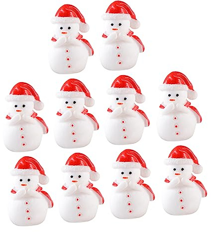 Healifty 10 Piezas Mini Figuras de Muñeco de Nieve de Resina para Decoración Navideña de Escritorio y Micro Paisaje Adornos Creativos para Habitación y Jardín Miniatura