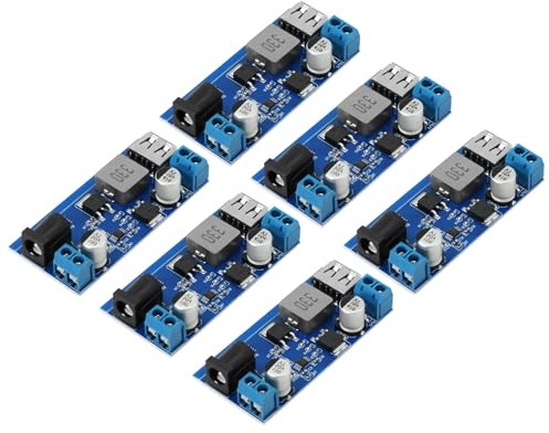 Buck Converter Module RUIZHI 6 Piezas DC-DC Convertidor de Fuente de alimentación Reductor 24V/12V a 5V/5A Step Down Power Module con Puerto USB Admite Carga rápida Compatible con Arduino