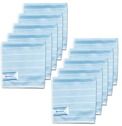 Das blaue Wunder Brillant Brillenputztuch blau 30 x 30 cm 10er-Sparset, Streifenfrei, Fusselfrei, Bambus Reinigungstuch für Haushalt und Brillen