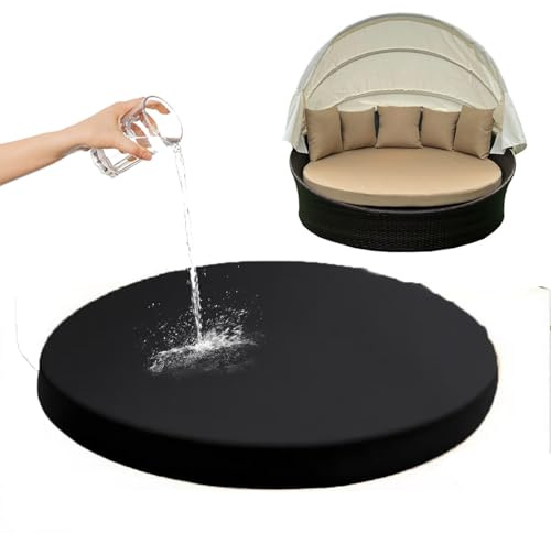 Funda de cojín redonda impermeable para sofá cama, repuesto para exteriores para tumbona de patio y colchón de tumbona, y elegante funda negra solo