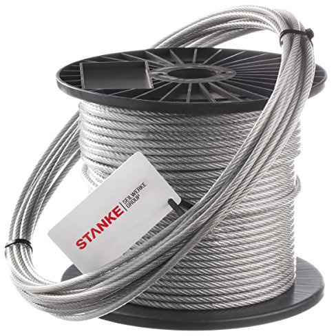 Seilwerk STANKE Wäscheleine PVC Drahtseil 4mm 6x7 verzinkt, Stahlseil ummantelt Seil Draht, 20m
