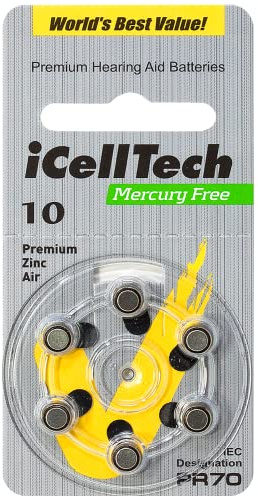 iCellTech Size 10 Hearing Aid Batteries 60 Batteries