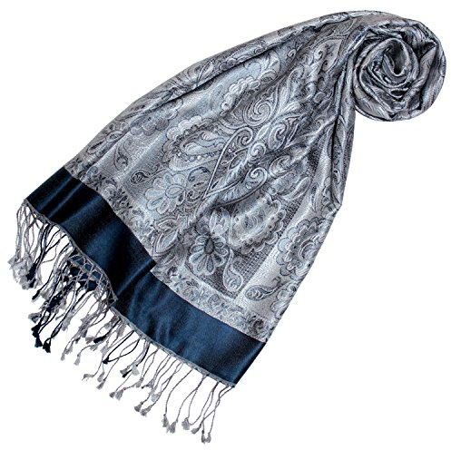 Lorenzo Cana Damen Pashmina Schal Schaltuch jacquard gewebt 100% Seide 70 x 190 cm Paisley Seidenschal Seidentuch