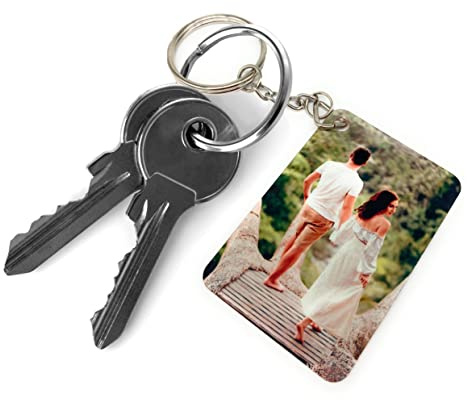 Saphirdesign Schlüsselanhänger personalisiert Foto beidseitig Metall rechteckig 6x4cm | personalisierter Schlüsselanhänger mit Bild 2 Motive möglich | Fotogeschenke personalisierte Geschenke mit Foto