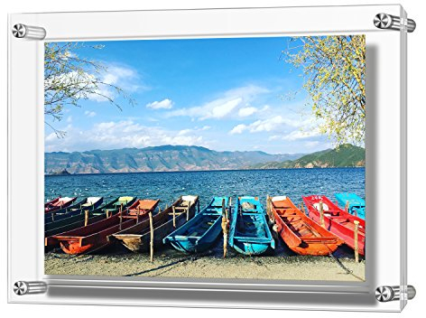 Acrylic Wall Mount Picture Frames, Double Panel Clear Hanging Photo Frame Holds 43.6 x 31.5 cm Pictures, A3 Letter Size Photo Frame for Certificate Poster Display