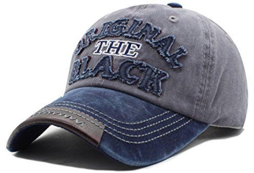 Unisex Baseballcap Original The Black Vintage Style Used Washed Look Retro Outdoor Kappe Mütze Cap Schirmmütze Basecap verstellbar (Navy/grau)