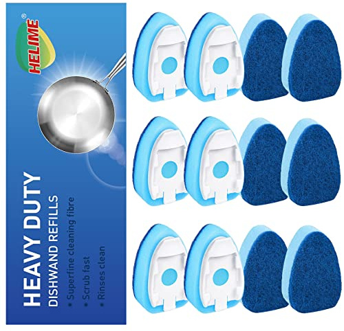 Dishwand Refill Sponges Heads Upgraded, Non Scratch Dish Wand Refills Replacement, Heavy Duty Scrub Dots Brushes, Soap Dispensing Scrubber, Dishwashing Cleaning Supplies Kitchen Sink Dishwasher Tools