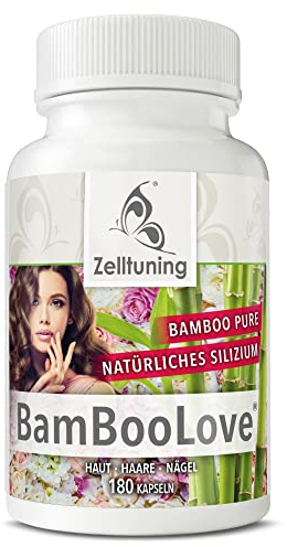 BAMBOO-LOVE – Silizium Hochdosiert Kapseln - Kieselsäure aus Bambus - Pure, Vegan, Rein - 180 Silica Haut Haare Nägel Kapseln - Silicea Nahrungsergänzungsmittel aus Deutschland von Zelltuning.