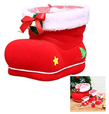 Koomuao Nikolausstiefel zum Befüllen 4er Set Rot Weihnachtsstiefel Eihnachtsmannstiefel Süßigkeiten Halter Geschenkstiefel (Extra groß)