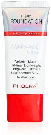 ONEKLIK Phoera Full Coverage Foundation | New Formula Tube Pack Soft Matte Oil Control Concealer | Flawless Cream Smooth Makeup | 24HR Long Lasting Natural Look (104A Natural Beige), 1