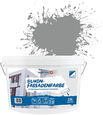 Farbklecks24 Silikon-Fassadenfarbe Color (versch. Größen/Farben) hohe Deckkraft, Wetterschutz, schmutzabweisend, (2,5L, Grau 7-2)