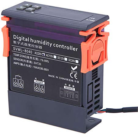 Fyearfly Regolatore di umidità dell'Aria da 220 V, Display Digitale Misuratore di umidità dell'Aria Elettrico Intervallo del Controller di umidità dell'Aria 1%‑99% UR Sensore Tipo HM‑40 con sonda
