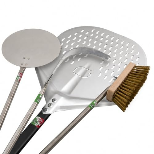 Giemme Pizzaschaufeln Komplettes Set für Pizza mit löcherter Schaufel zum Einführen aus Aluminium. Professionelle Pizzaschaufeln