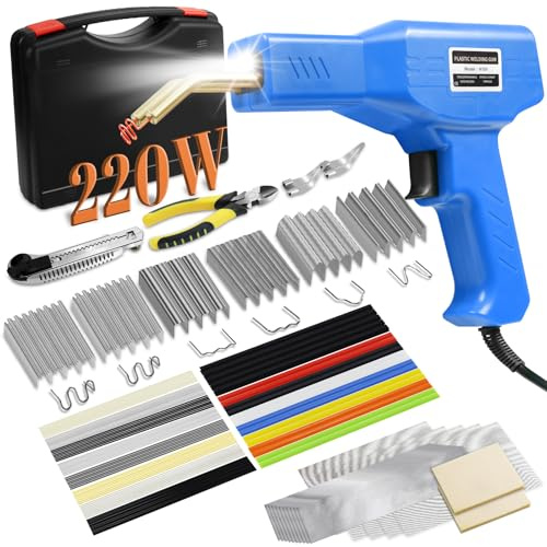 150W Plastic Welder,Plastic Welding Kit Car Bumper Repair 800pcs Hot Staples & 56pcs 7 Types of Welding Plastic Welding Rods for Car Bumper Plastic Crack Repair (Blue)